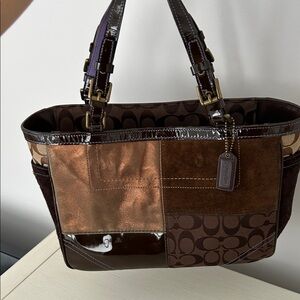 Coach Multi-Brown Patchwork Tote